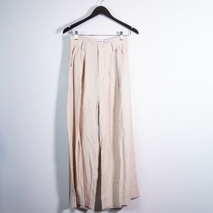Nonchalant Label Fabi Wide Leg Mid Rise Pleated Trouser Pants Neutral Beige M